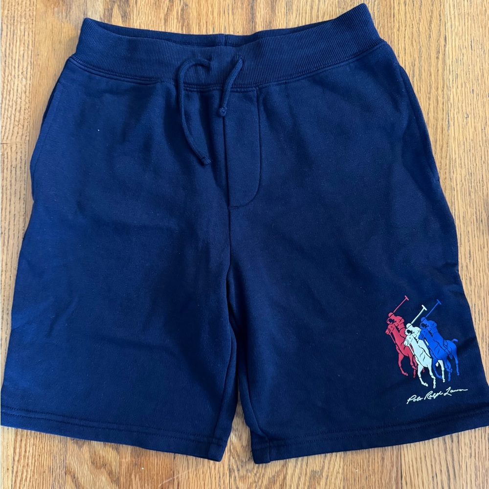Polo by Ralph Lauren Men's Navy Shorts with Multicolor Logo